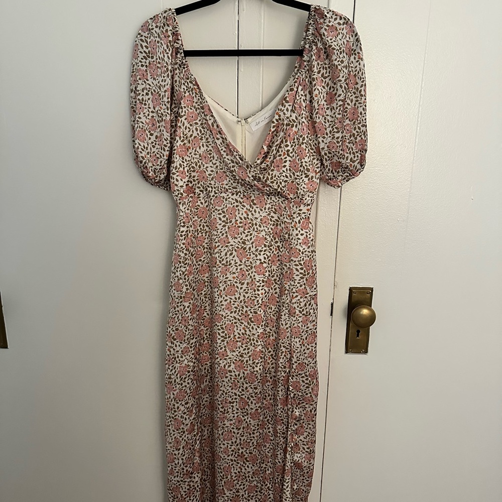 All in Favor Pink and Cream Long Sleeve Dress